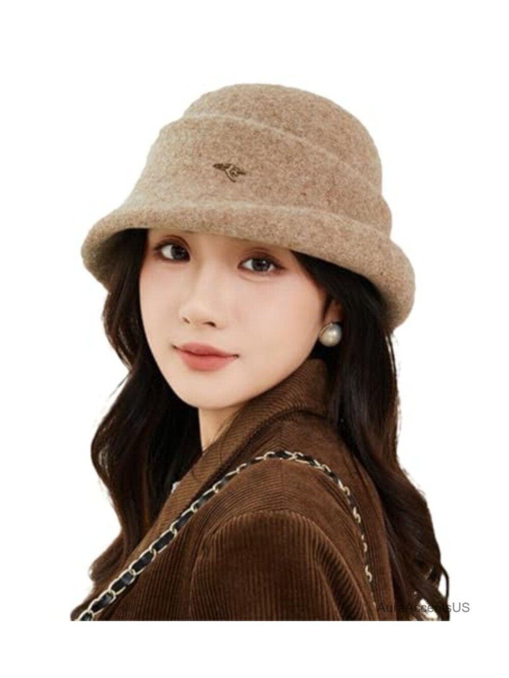 Faux Wool Fedora Bucket Hat Women Vintage Felt Cloche Bowler